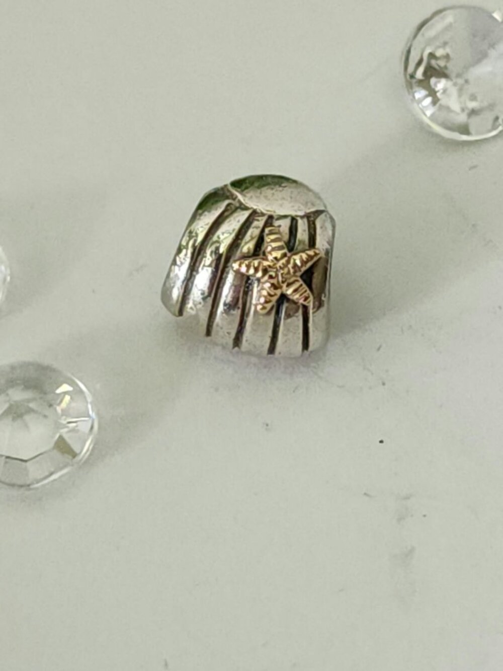 Authentic PANDORA 790249 Sea Shell Charm 14K Gold Accent & 925 Silver